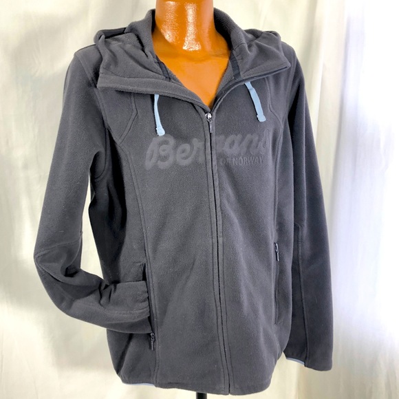 Bergans by Norway ski wear fleece hoodie gray blue MED mens heavyweight skiwear - Picture 2 of 10
